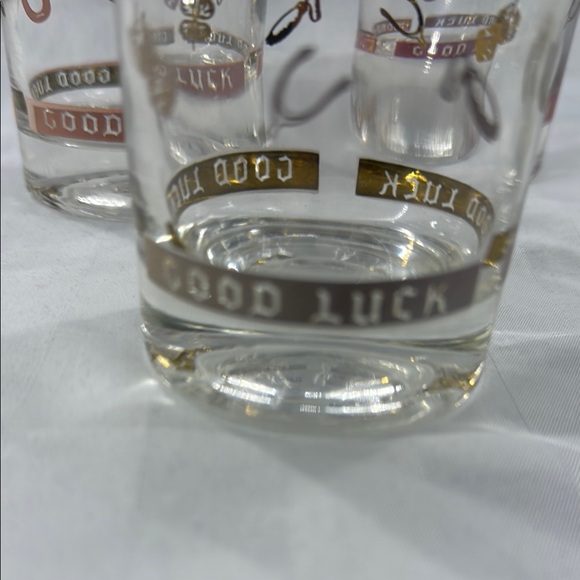 Good Luck Themed Glasses Set Vintage MCM - Picture 7 of 9